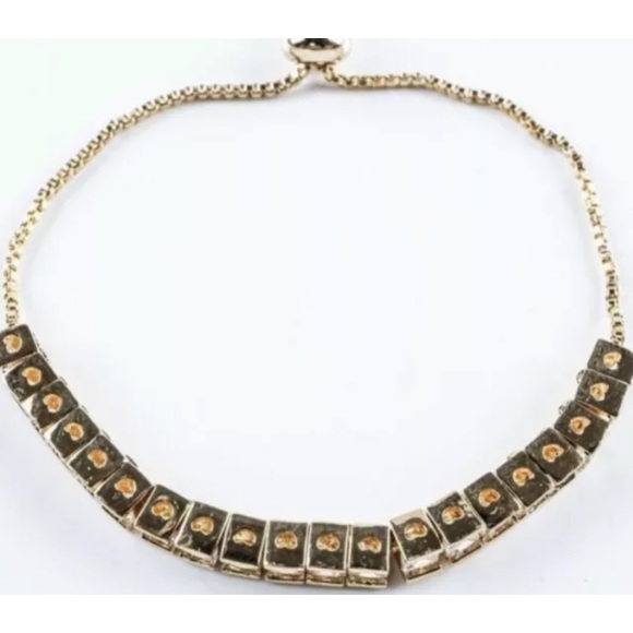 Fancy Bracelet, Gold Plating 20 Channel Set Square Cuts Swarovski Elements - Picture 2 of 2